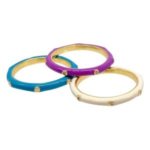 Adornia Ocean Set of 3 Enamel Stackable Rings Size 6 Brand New limited colors